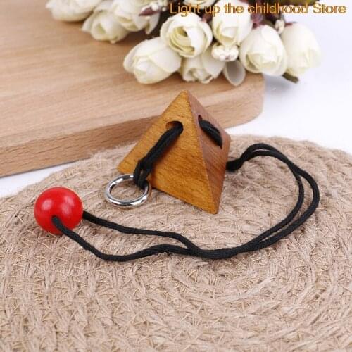 Educational Puzzles Game IQ Rope Wooden Puzzle Logic Brain Teaser String for Adults Kids