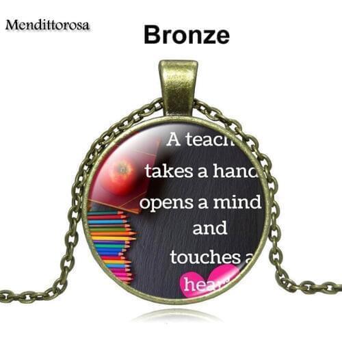 Mendittorosa Brand Jewelry Necklace Glass Dome For Child Letter of Teacher