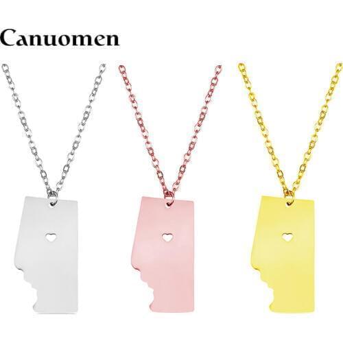 Alberta Pendant Necklaces Canada Map I Heart Alberta Charm Hometown Gift Necklace Rose Gold Stainless Steel Jewelry 10 pcs/Lot