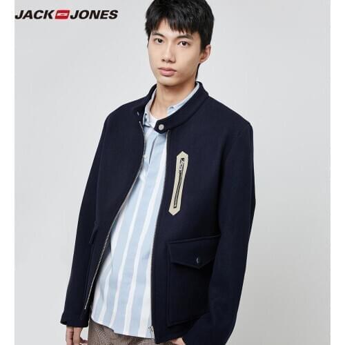 JackJones Mens Autumn&Winter Business Casual Warm Pure Color Woolen Overcoat| 220127504