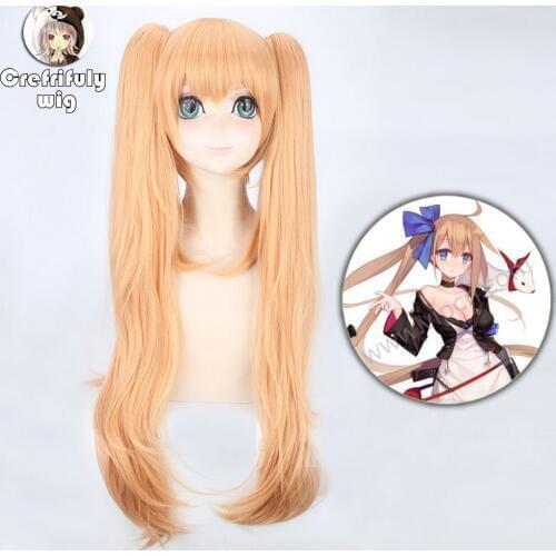 80cm Girls Frontline Ump45 UMP9 Cosplay Costume Wig Women Long Heat Resistant Synthetic Hair Wigs With Double Ponytails