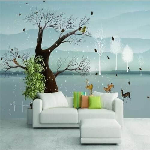 Custom wallpaper Nordic elegant Elk modern TV background wall painting waterproof material
