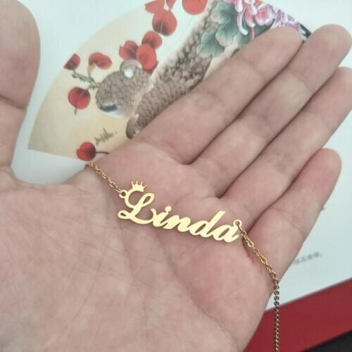 Custom Name Queen Crown Necklace for Women Stainless Steel Personalized Pendant Necklace Handmade Charm Birthday Graduation Gift