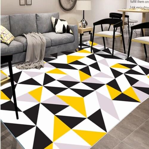 Simple geometric high-quality classic Chinese traditional carpets, black check non-slip carpets, living room and bedroom carpets