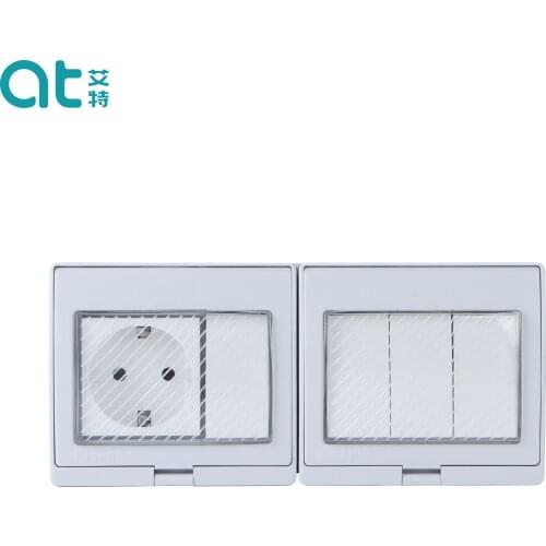German standard Socket with switch 16A IP65 waterproof outdoor wall Electrical sockets with transparent waterproof cover