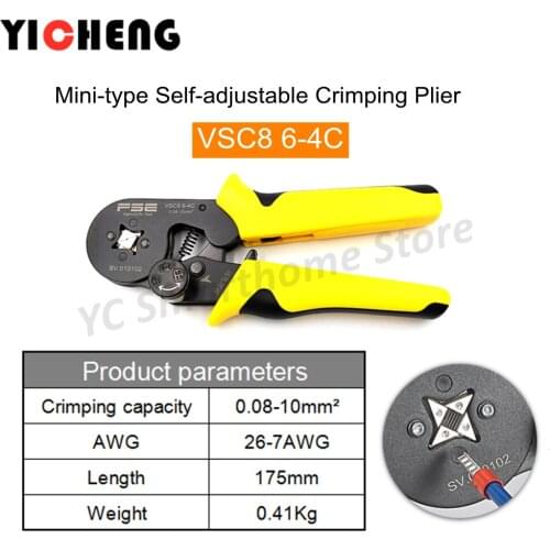 Manual multifunctional ratchet crimping pliers terminal pliers, fast pressure adjustment knob 3 gears 0.25-2.5mm2, 4-6mm2,10mm2