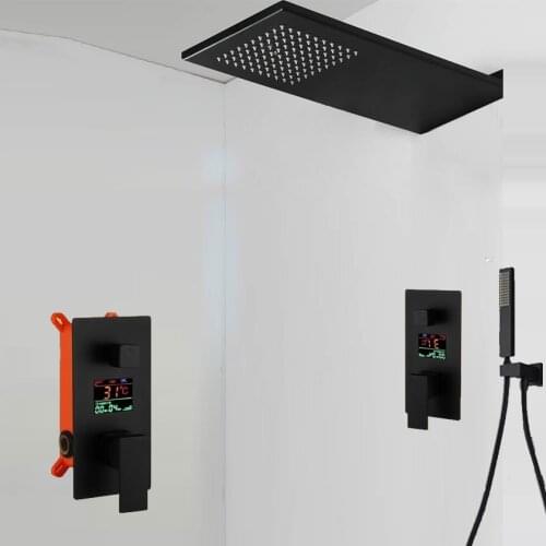 BAKALA Bathroom LED Shower Set Two Functions LED Digital Display Shower Mixer.Concealed Shower Faucet Rainfall Shower Head