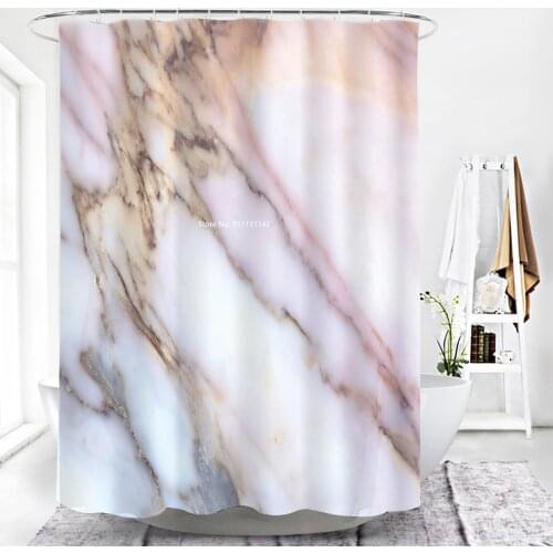 Modern Simple Marble Shower Curtain Bathroom Decoration Waterproof Hook Multi-size Anti-peeping Shower Curtain