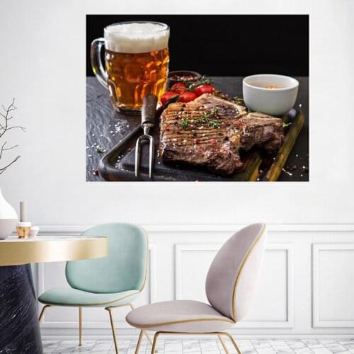 Modern Beer Steak Posters and Prints Canvas Painting Delicious Food Wall Art Picture Nordic Paintings Kitchen Home Decoration