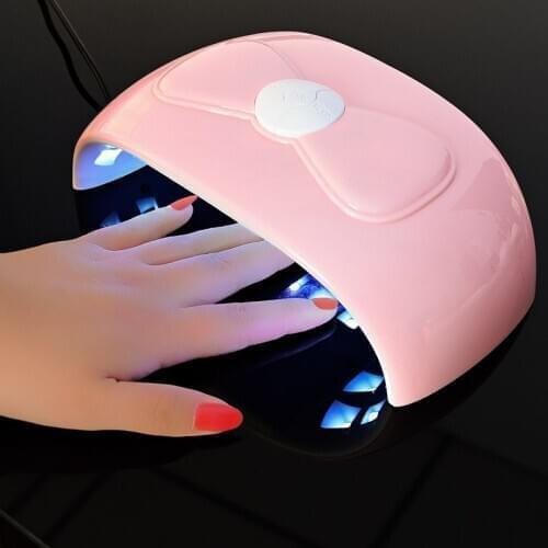 36W UV LED Lamp for Manicure Nail Dryer Machine Pink Bow Lamp For Curing Nail Gel Polish USB Interface Sunlight Nail Tools LD10