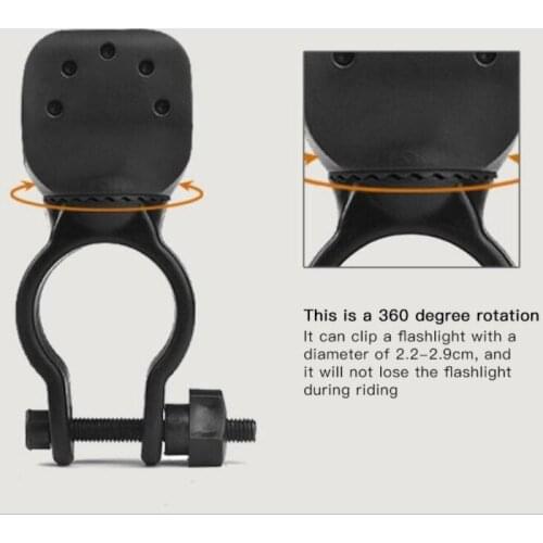 Bicycle Front Light Clip Mount Bracket Flashlight Holder Cycling Mrb Bike Light Torch 360 Degree Rotation Bike Accessories