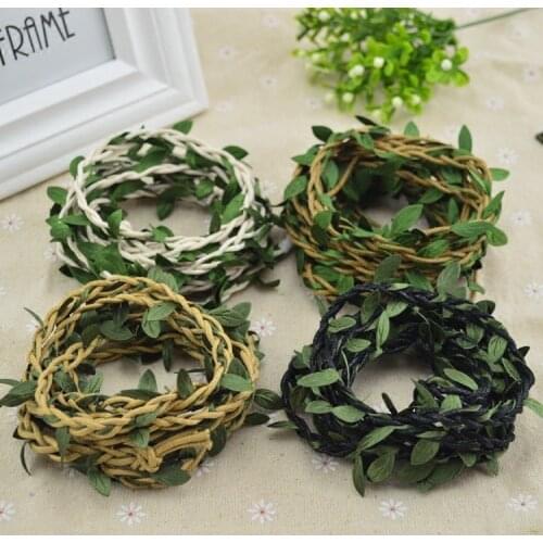 2Meters/lot Artificial Flower Vine Rattan Wedding Car Decor DIY Wreath Silk Garland Green Leaf for DIY Wreath Hair Bow Accessory
