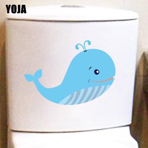 YOJA 24.5*16CM Cute Little Whale Toilet Decal Wall Sticker Cartoon Children Room Home Decor T3-0852