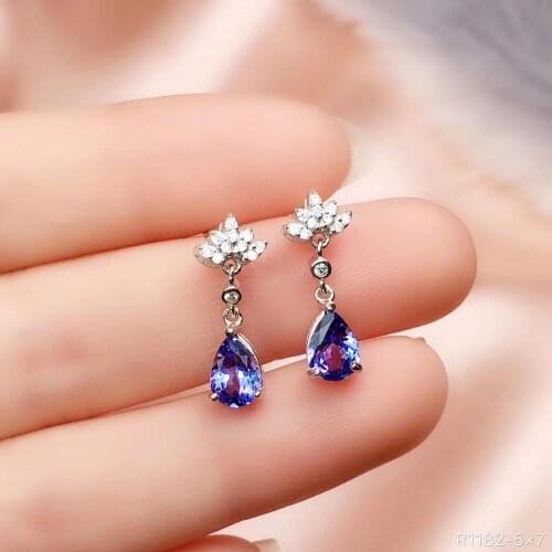 Natural And Real Tanzanite Earring 925 sterling silver Fine jewelry Tanzanite Earring