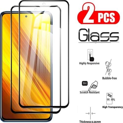 Full coverage tempered glass for xiaomi mi poco x3 pro case for xiaomi mi poco x3 nfc redmi note 9 pro protective film 2pcs