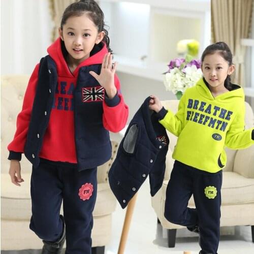 3 Pieces Winter Girls Boys Clothing Set Thick Warm Tracksuits Hiver Outfits ensemble fille costumes For 4 6 8 10 12 14 Years