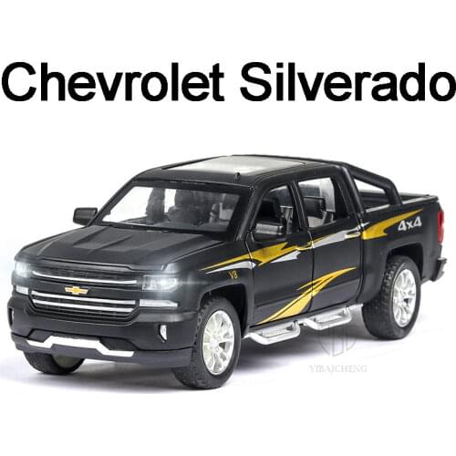 1:32 Diecast Alloy Model Car Chevrolet Silverado Pickup Truck Metal Simulation Model Toys For Kids Children Gifts 6 Doors Opened
