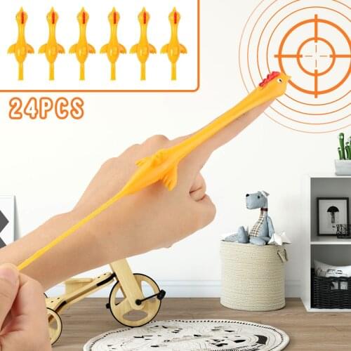 24pcs Novelty Catapulted Ejection Chicken Squishy Fidget Toys Finger Slingshot Flying Birds for Kids Adult Stress Anxiety relief