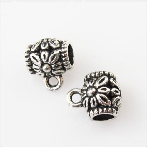 30 New Barrel Flower Connectors Tibetan Silver Bail Bead Chrams 8x10mm