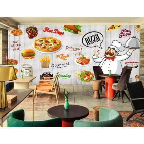 XUE SU Hand painted delicious pizza background wall custom large wallpaper mural 3D photo wall