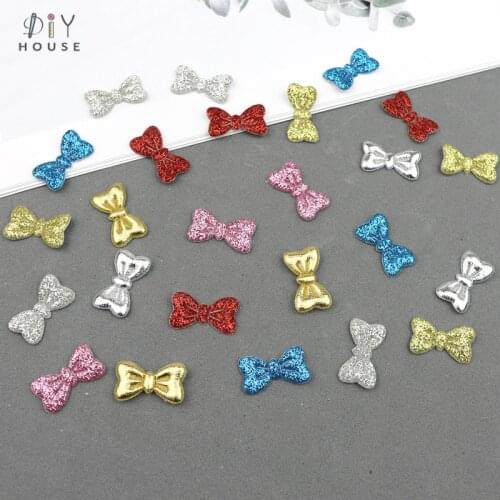 50-200Pcs 2CM Gold Powder Cloth Bowknot Patches Appliqued DIY Craft Supplies Kids Hair Pin Accessories Material Embellishments
