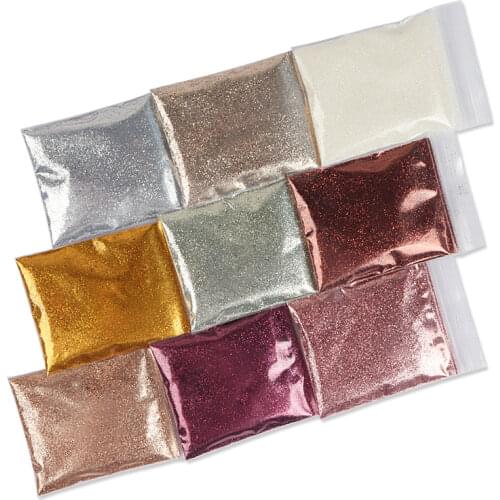 9 Bags Shining Glitter Powder Epoxy Resin Mold Filling Gold Silver Chrome Pigment Powder Crystal Mud Silicone Mold Decoration