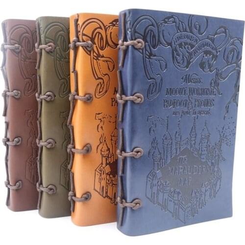 Retro Notebook 200 Pages Soft PU Leather Cover Diary Tie Rope Printing DIY Memorial Book Blank Paper Thick Travel Sketchbook