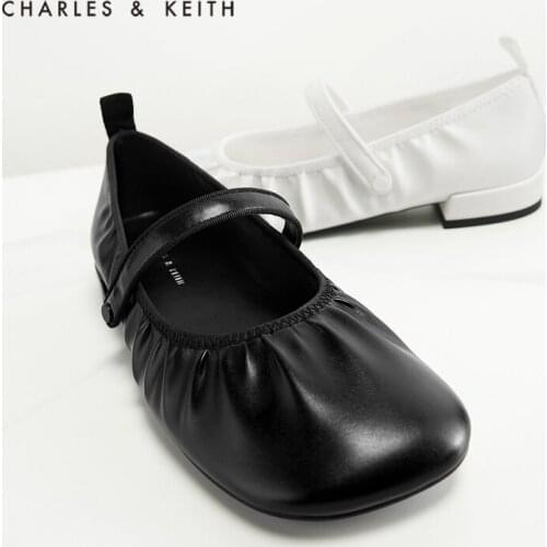 CHARLES＆KEITHNew Arrival for Spring2021 CK1-70360134Womens pleated Mary Jane shoes