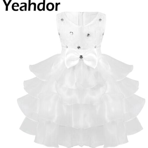 Baby Flower Girl Dress For Wedding Party V Necck Sleeveless Embroidered Flower Dresss For Girls Infant Bowknot Mesh Tutu Dress
