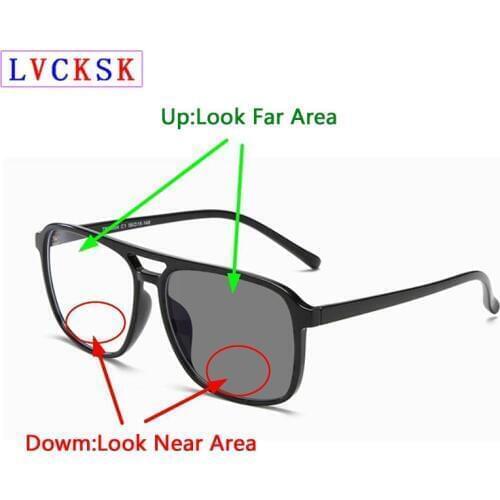 Retro Double Beam TR90 Frame Photochromic Bifocals Reading Glasses Women Men Look Near Far Presbyopic Pilot Sunglasses Sight N5