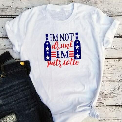 4th of July Im Not Drunk Shirts Women Patriotic Apparel Usa Tshirt Red White Blue Vintage Print Tee Love My Country Clothes Tee