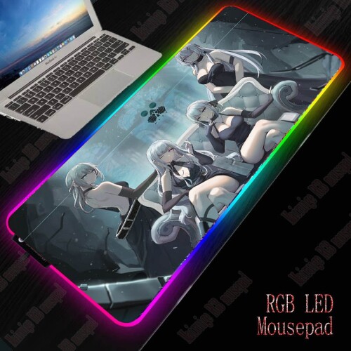 Girls Frontline Anime Mouse Pad RGB with LED Computer Esports Games Speed Gamer Keyboard Desk Mat 14 Lighting Modes Mousepad XXL