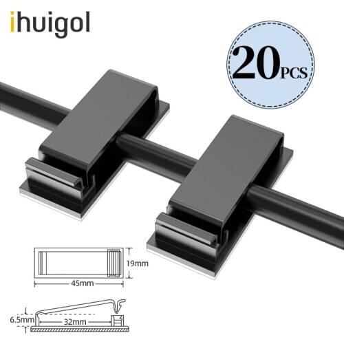 Ihuigol 20Pcs Cable Organizer Clamp Buckle Clips For Mouse Keyboard Headphones Desktop Self-adhesive Wire Management Cord Winder