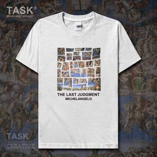 Personality fashion oil painting mens t-shirt The LastJ udgment retro print Short sleeve clothes cotton summer casual Streetwear