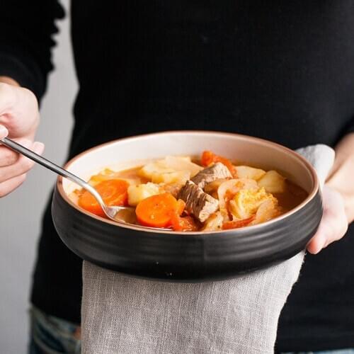 Creative Japanese tableware soup bowl dry noodle bowl mixing bowl ceramic household deep-mouth dish bowl shallow-mouth bowl