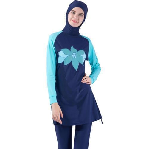 Women Girls Muslim Female Bathing Wear Plus Size Burkinis Muslim Swimwear Women Islamic Full Cover Floral Swim Suits