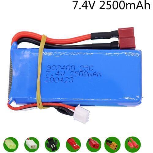 7.4V 2500mAh Lipo battery T/banana Plug for 12428 12423 RC Car Parts Syma X8C X8W X8G X8 RC Quadcopter 7.4 V 903480 Toys Battery