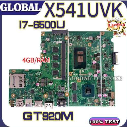 Motherboards X541UVK Laptop motherboard for ASUS X541UJ X541UV X541U F541U A541U 100% TEST original mainboard I7-6500U GT920M