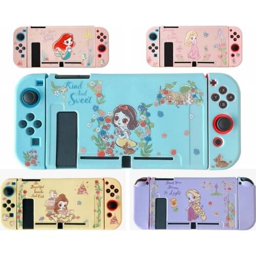 Soft TPU Skin Princess Case Beauty for Nintend Switch Joy-Con Controller Protection Dockable Cute Pink Shell Cover
