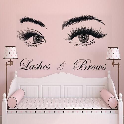 Eyebrows wall sticker Decal Beauty Salon home decoration accessories Eyelashes Wall Decal lashes brows Vinyl Custom Sticker HY06