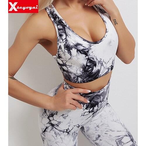 New Women’s Yoga Jogger Sweatsuit 2 Pcs Tracksuits High Waisted Leggings Mesh Cutout Cropped Tops Sports Bras Outfits Tracksuits
