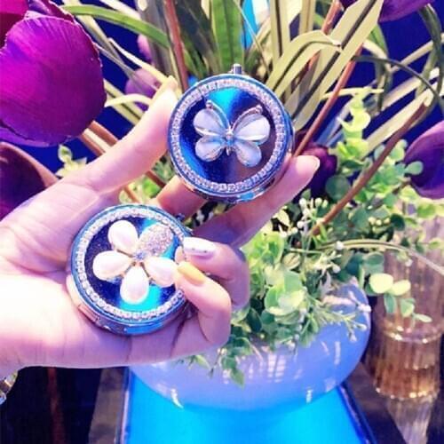 Rhinestone Stainless Steel Ashtray With Cover Keychain Portable Mini Pocket Cigarette Tool For Women Outdoor Smokeless Ash Tray