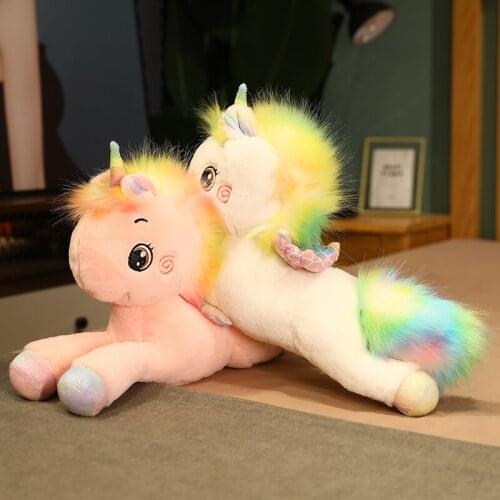 Hot 1pc 40-75cm Kawaii Lying Rainbow Unicorn Plush Toys Cartoon Animal Dolls for Children Girls Stuffed Toy Birthday Decor Gifts