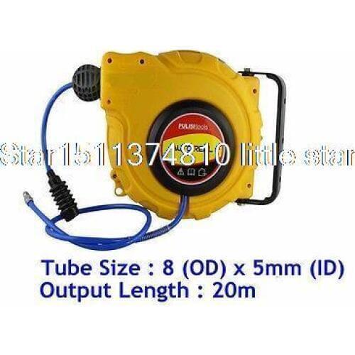 PU 8mm Tube 20m Pipe Automatic Collapsible Air Hose Reel Work Pressure 10Bar