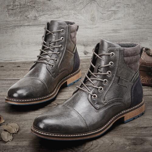 Casual mens boots mens fashion and comfort 2020 brand casual leather boots retro mens shoes