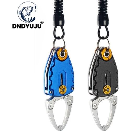 DNDYUJU Outdoor Portable Lock Fishing Grip Fish Lip Clip Folding Gripper Ultra Light Weight With Retention Rope Fishing Tackle