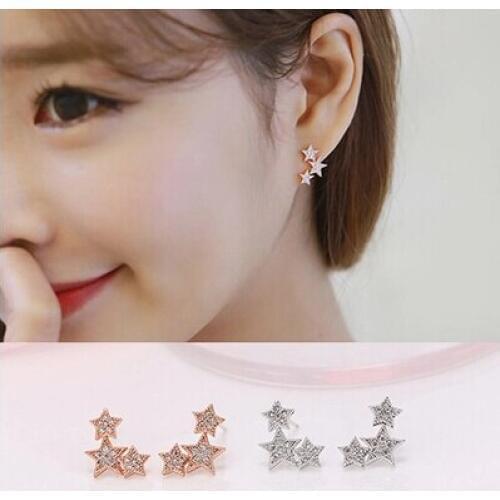 Stud earring 2017 New Fashion Little Three Star Design 925 Sterling Silver Ladies`Stud Earrings Christmas Gift Promotion Hot