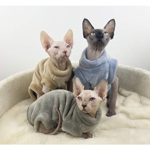 Sphinx Hairless Cat Clothing Flannel Winter Warm Hairless Cat Four Legged Clothing Winter Devon Cat Clothing