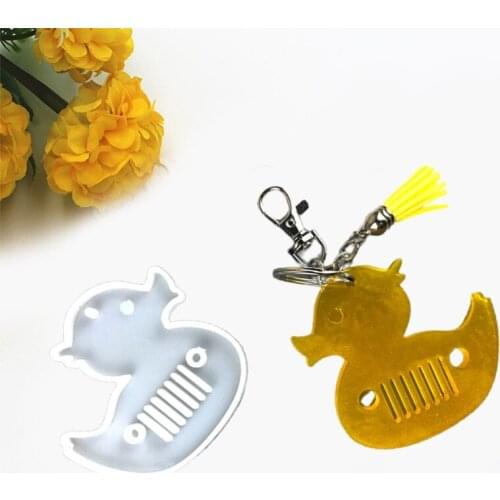 Diy Duck Keychain Silicone Mold with Hole Keyring Pendant Handmade Mold for Valentines Day Gift Jewelry Making