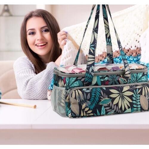 Knitting Woolen Yarn Storage Bag With Inner DividerYarn Tote Organizer Knitting Tool Holder Traveling Knitting Organize